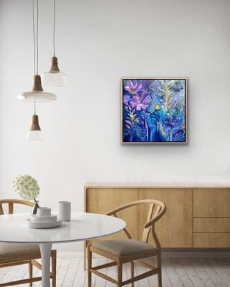 Abstract floral artwork on canvas 