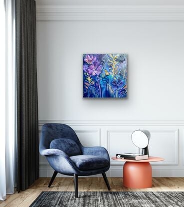 Abstract floral artwork on canvas 