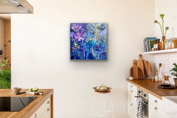 Abstract floral artwork on canvas 