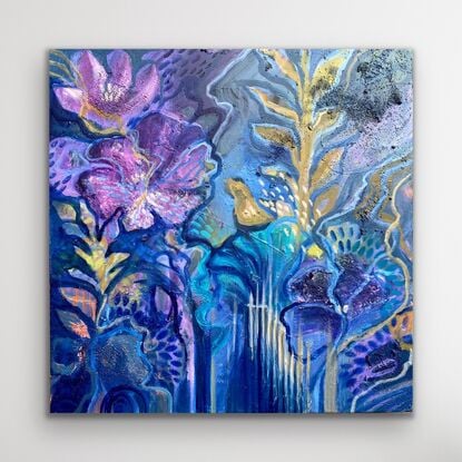 Abstract floral artwork on canvas 