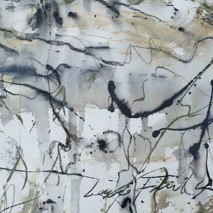 A large abstract of the Macedon Ranges . mountains in olive green, khaki green, black and beige