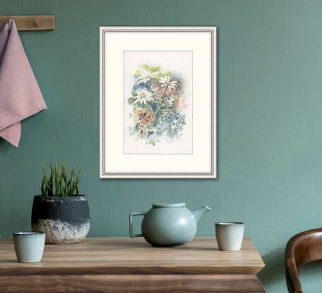 Watercolour painting of Flannel Flowers, buds, and leaves