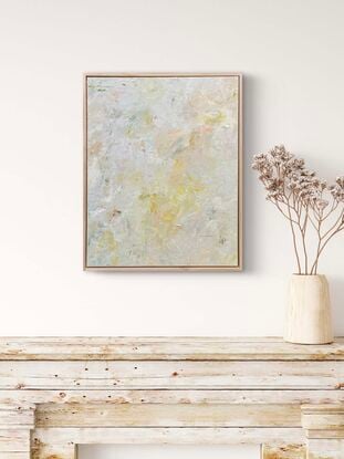 Green bright yellow spring breeze tea nature textured abstract artwork