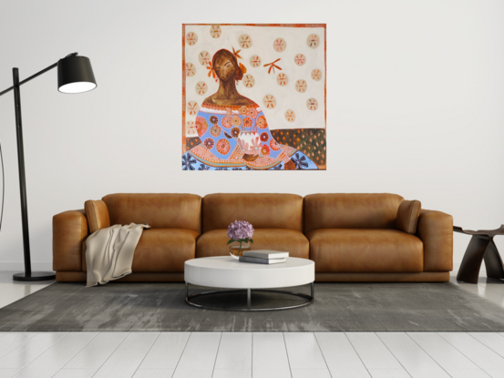 Priya meaning ' beloved '  holds her favourite flower , the poppy . 

Framed in Oak 

Signed both back and front 