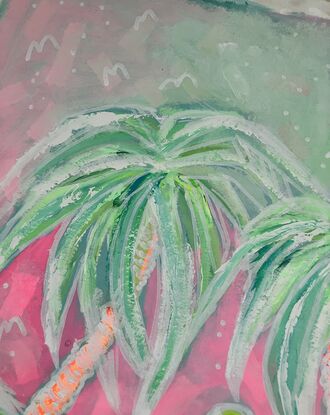 Colourful palm tree seascape painting