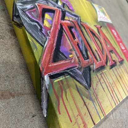 mixed media retro gaming art cover on canvas
