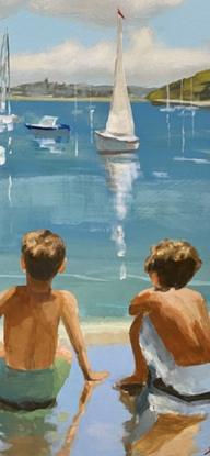 Boys watching boats