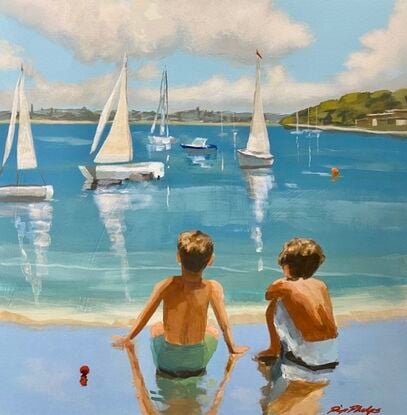 Boys watching boats