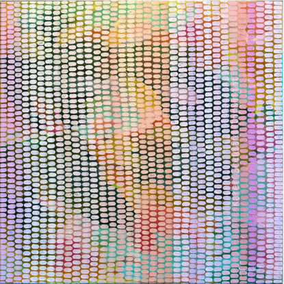 A multi coloured abstract background covered in small repetitive brush strokes in beautiful colours from nature, inspired by cherry and apple blossoms, using pastel peach, coral, and pinks