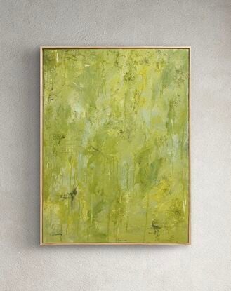 Green yellow spring breeze tea nature textured abstract artwork