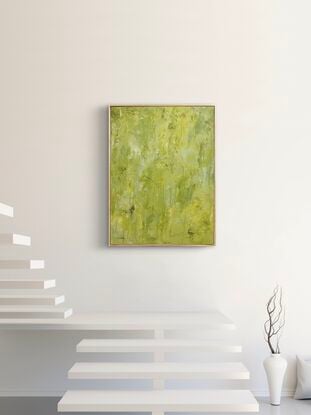 Green yellow spring breeze tea nature textured abstract artwork