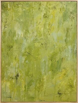 Green yellow spring breeze tea nature textured abstract artwork