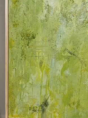 Green yellow spring breeze tea nature textured abstract artwork