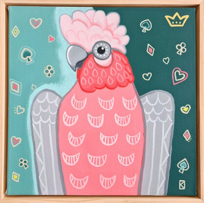 Galah cockatoo as a playing card king.