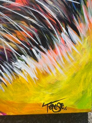 A Burst of Orange and Yellow in a vivid Abstract Acrylic