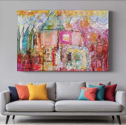 large abstract bright statement artwork