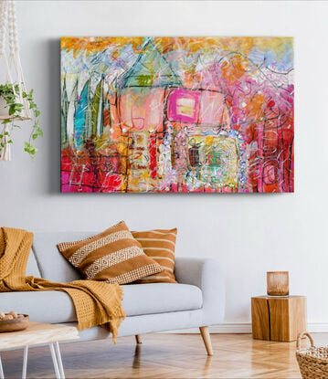 large abstract bright statement artwork