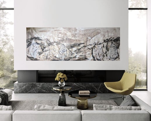 A large abstract painting of the Clark Gorge in 