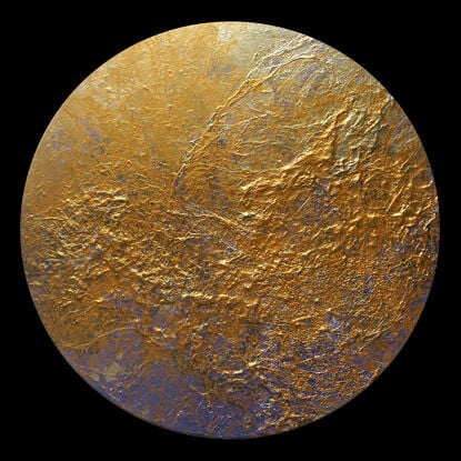 Round textured gold abstract.