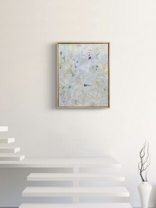 Green yellow lemon fresh spring breeze dream baby blue nature textured abstract artwork