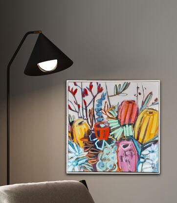 Contemporary floral, framed 