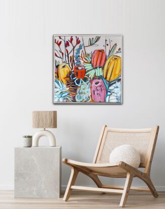 Contemporary floral, framed 