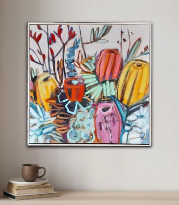 Contemporary floral, framed 