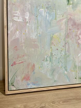 Green bright yellow white pink blush spring breeze tea nature textured abstract artwork