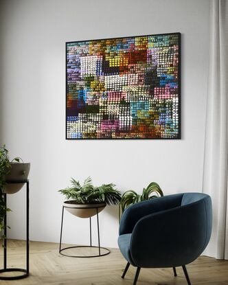 Large abstract statement artwork, bright vibrant colourful