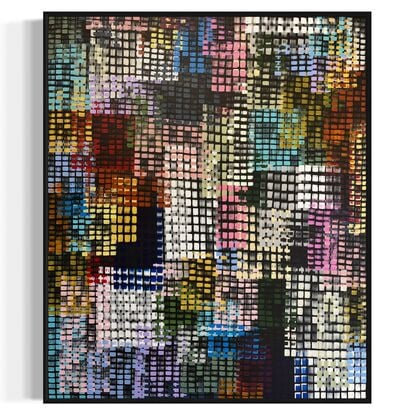 Large abstract statement artwork, bright vibrant colourful