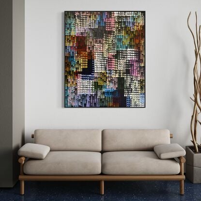 Large abstract statement artwork, bright vibrant colourful