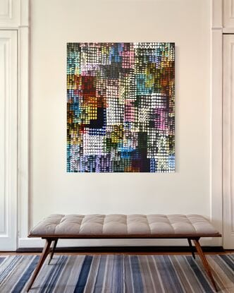 Large abstract statement artwork, bright vibrant colourful