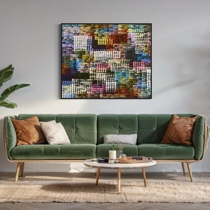 Large abstract statement artwork, bright vibrant colourful