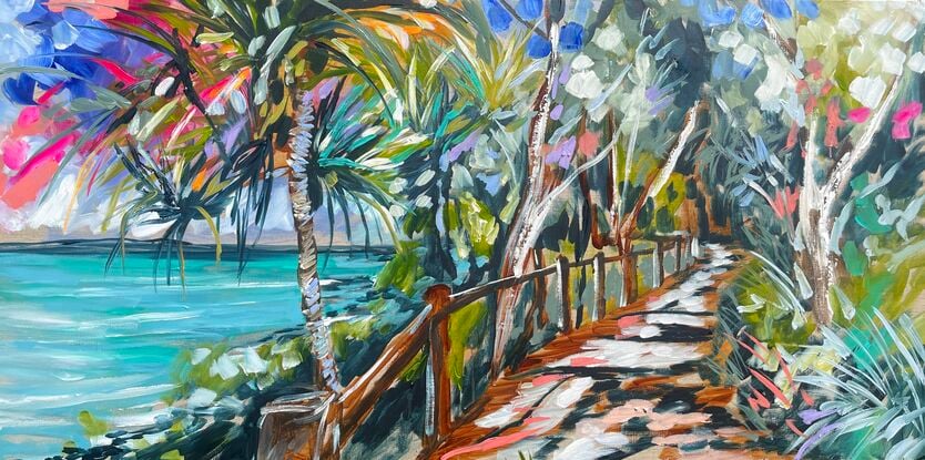 Pandanus path national park trees ocean noosa laguna bay beach walk 