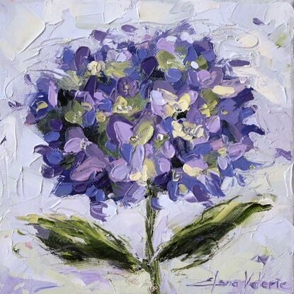 Blue hydrangea impasto oil painting artwork