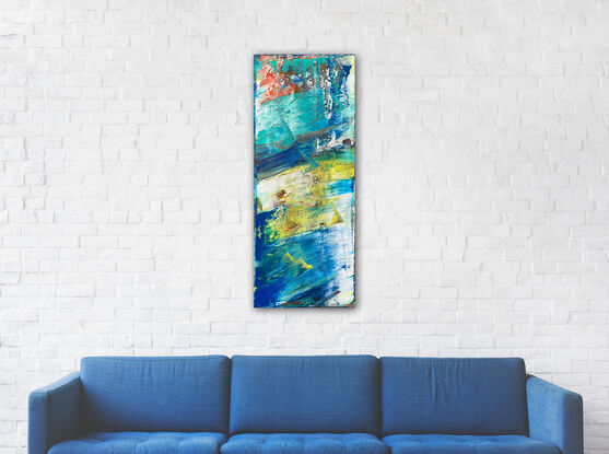 Original PMS Large Abstract Acrylic Painting On Canvas - 16" x 40" - Special Discounted Price
