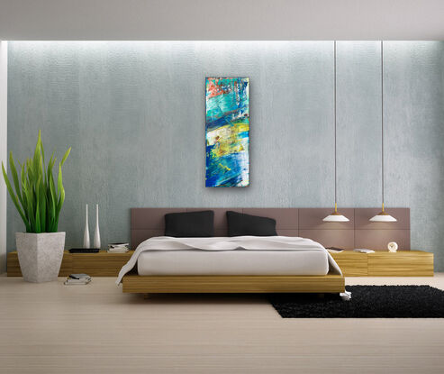 Original PMS Large Abstract Acrylic Painting On Canvas - 16" x 40" - Special Discounted Price
