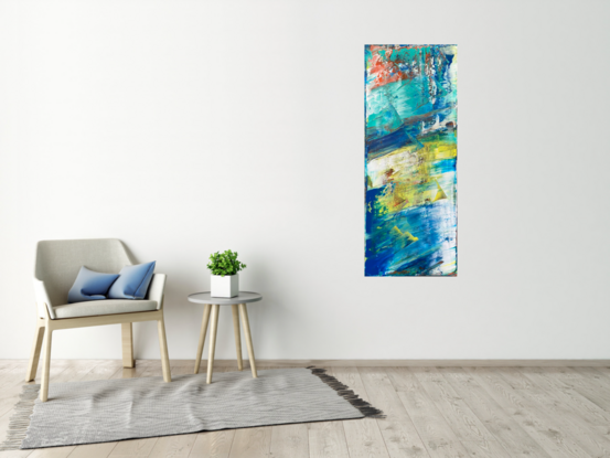 Original PMS Large Abstract Acrylic Painting On Canvas - 16" x 40" - Special Discounted Price
