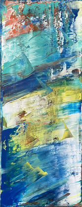 Original PMS Large Abstract Acrylic Painting On Canvas - 16" x 40" - Special Discounted Price
