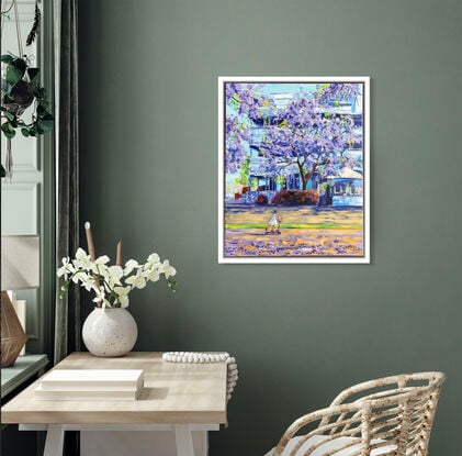 Jacaranda blooming at Regatta Hotel, Brisbane, an original painting by Irina Redine.