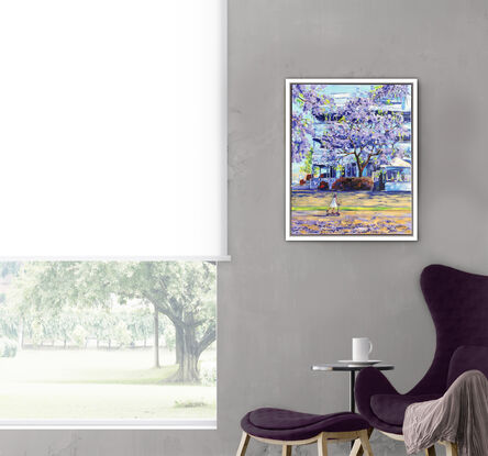 Jacaranda blooming at Regatta Hotel, Brisbane, an original painting by Irina Redine.