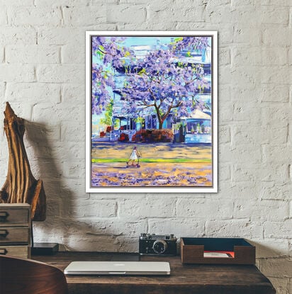 Jacaranda blooming at Regatta Hotel, Brisbane, an original painting by Irina Redine.