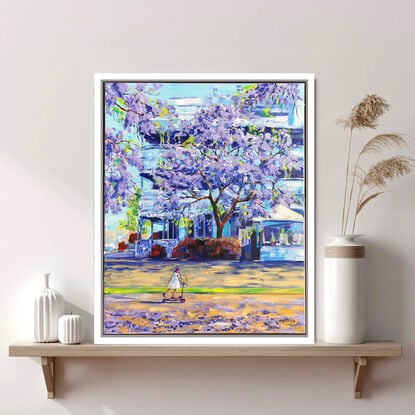 Jacaranda blooming at Regatta Hotel, Brisbane, an original painting by Irina Redine.