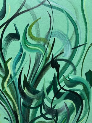 Curved and swirling lines of green. 