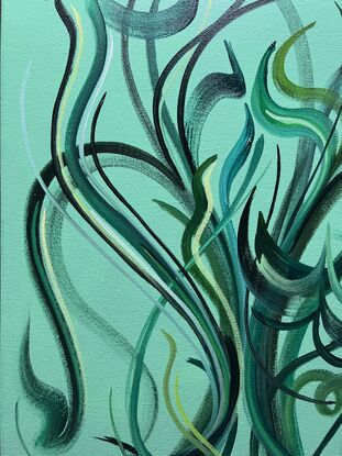 Curved and swirling lines of green. 