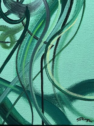 Curved and swirling lines of green. 