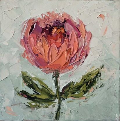 Textured pink protea oil painting artwork.