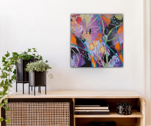 Small abstract floral painting 