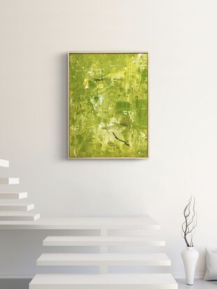 Green yellow spring breeze tea nature textured abstract artwork