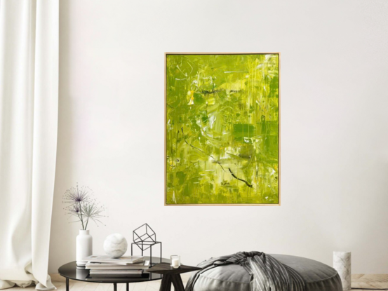 Green yellow spring breeze tea nature textured abstract artwork